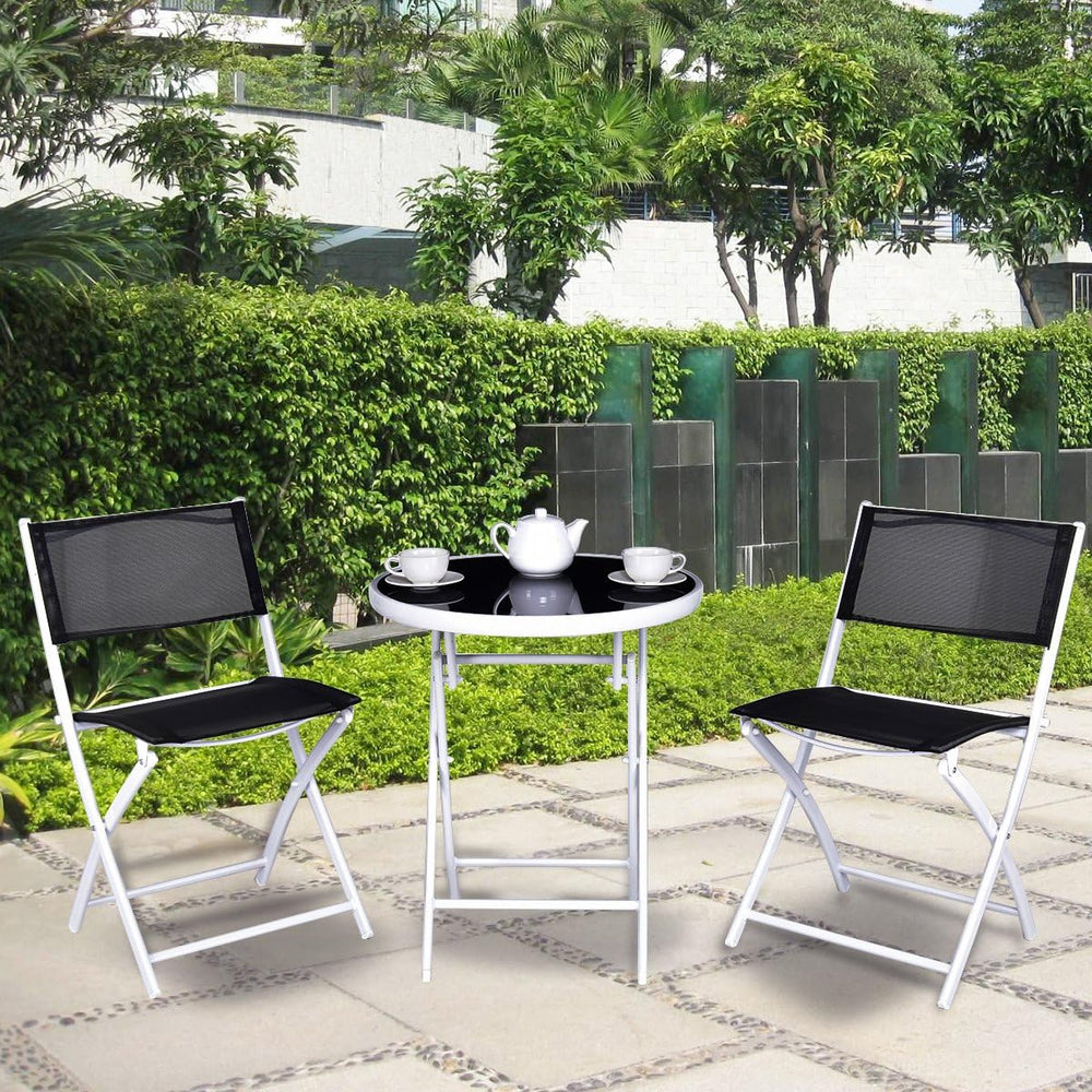 Giantex Bistro Table Set, 3 Piece Patio Bistro Set, Outdoor Folding Table and...