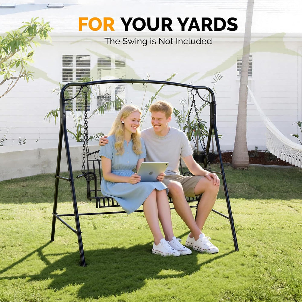 VINGLI Heavy Duty Porch Swing Stand, 660 LBS Steel Frame, Black