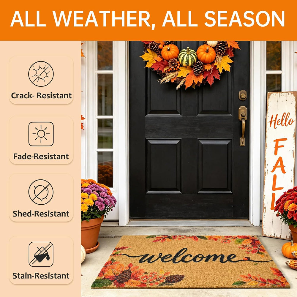 Fall Leaves Welcome Door Mat for Front Door Outdoor Indoor 17x29 in