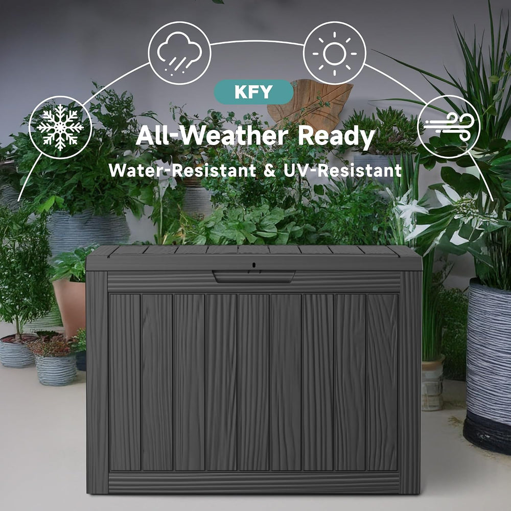 60 Gallon Outdoor Waterproof Storage Box, UV Resistant Resin Deck Box with Bu...