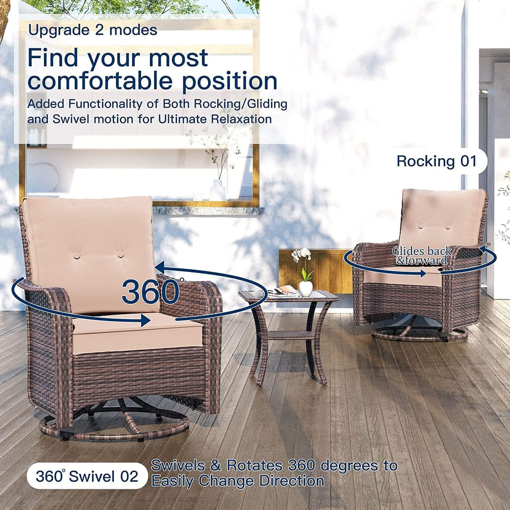 Kullavik 9 Piece Outdoor Wicker Patio Furniture Set with Swivel Chairs
