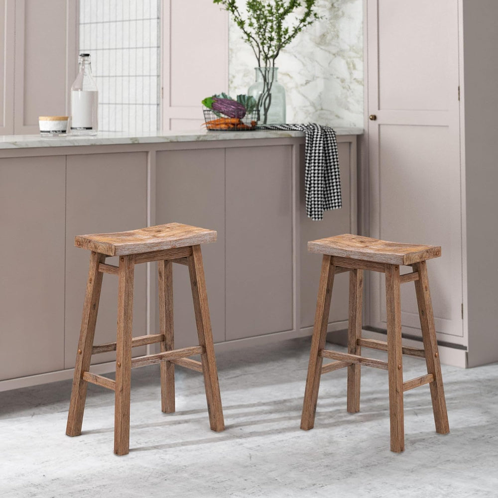 Boraam Sonoma Backless Saddle Kitchen Bar Stools - Weathered Barn - Set of 2