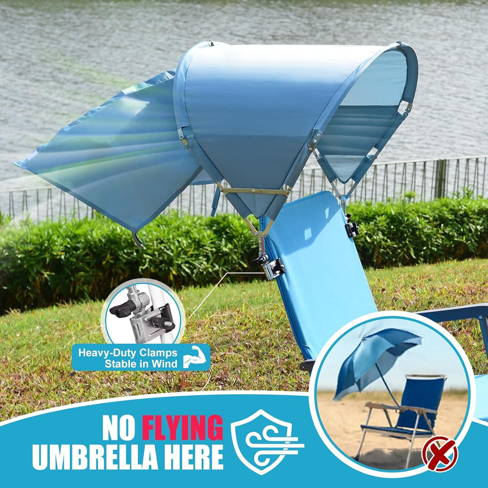 Universal Wind-Resistant Chair Umbrella Canopy, Foldable Portable UPF 50+ Sun...