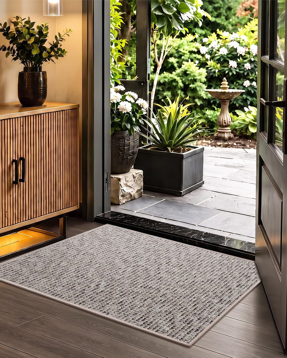 Color&Geometry Tweed-Style Thin Indoor Door Mat, 24"x36", Dirt ...
