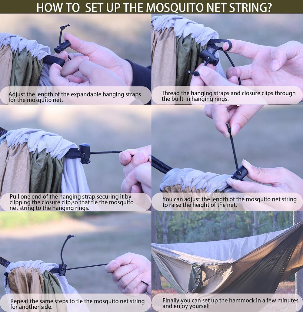 Camping Hammock, Portable Hammocks with Mosquito Net,Lightweight Nylon Parach...