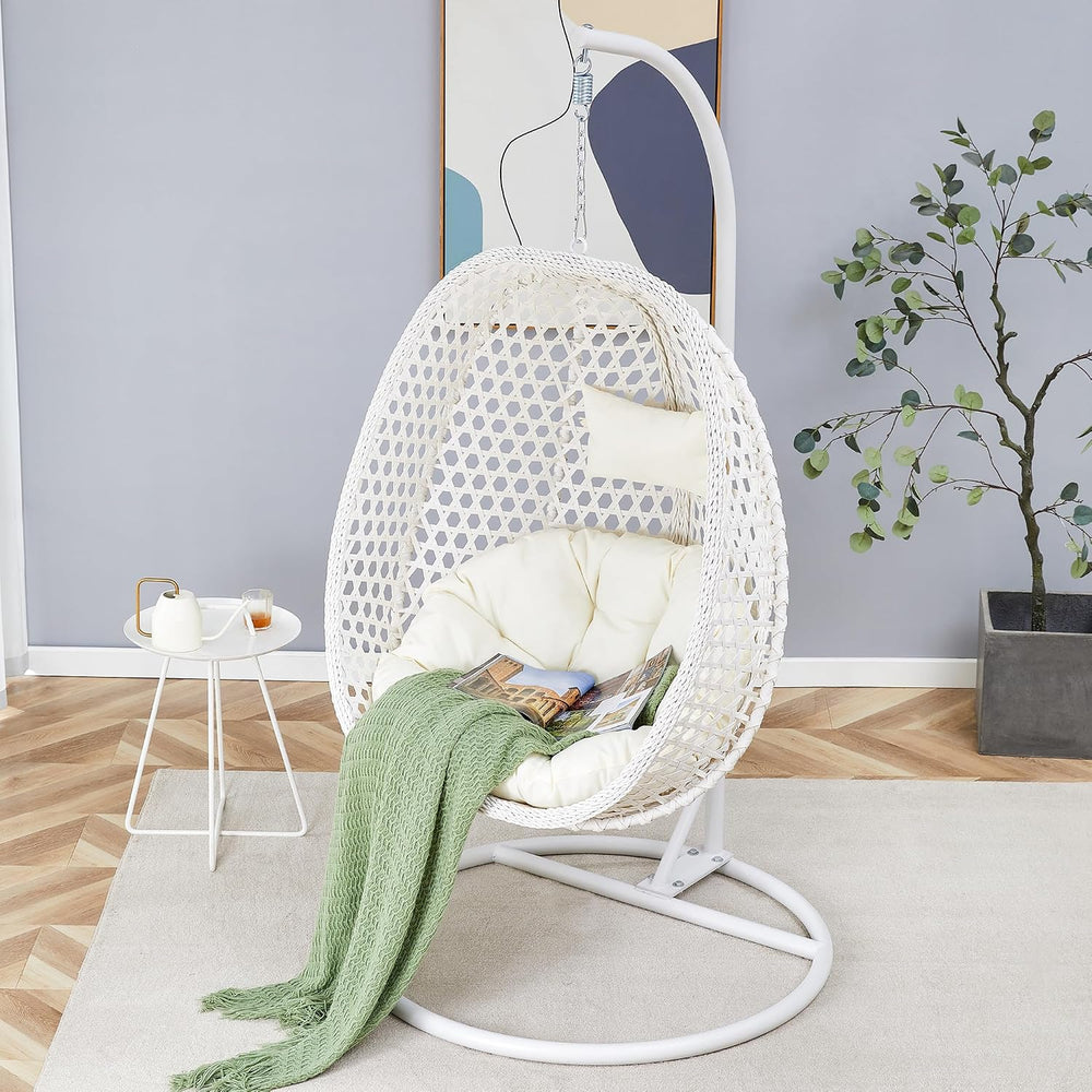 NYEESS Egg Swing Chair with Stand, Rattan Hanging Egg Chair, Hammock Chair