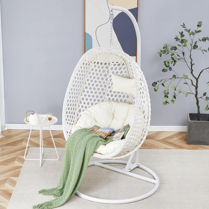 NYEESS Egg Swing Chair with Stand, Rattan Hanging Egg Chair, Hammock Chair