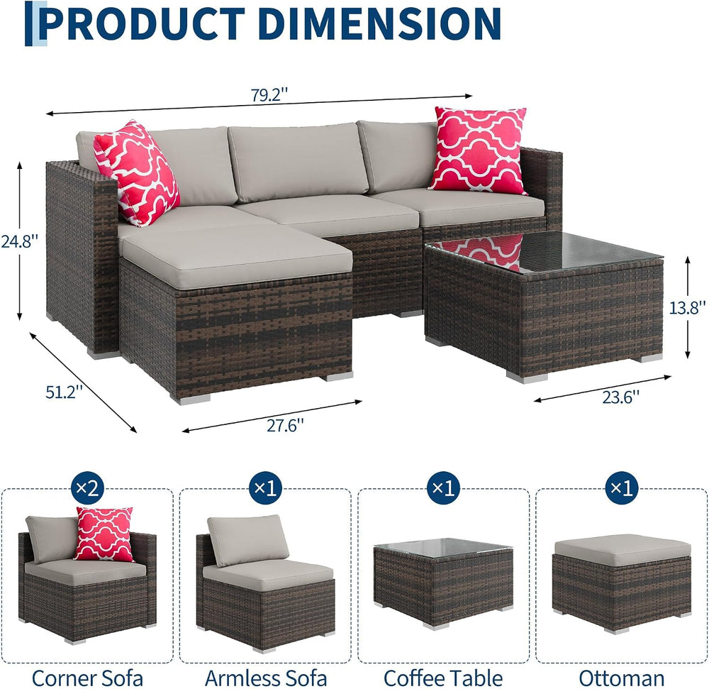 GAOMON 5-Piece All-Weather Patio Furniture Set, Convertible Outdoor Sectional...