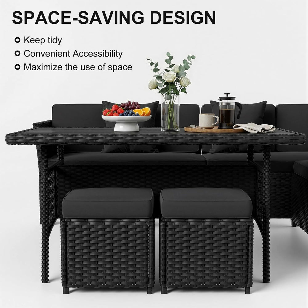 LOUVIXA 7 Pieces Patio Furniture Set, Outdoor Patio Furniture, Wicker Convers...
