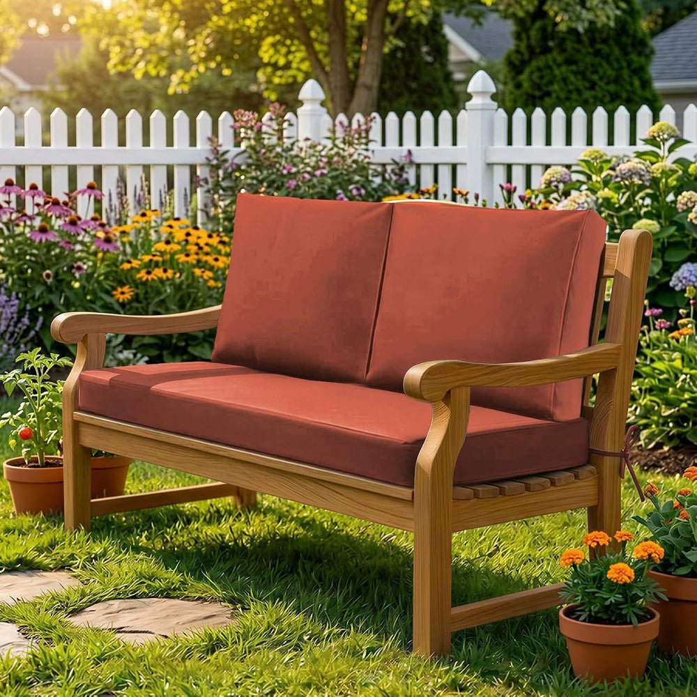 Outdoor Loveseat Cushions, 46×26×4 Inch, Waterproof, Spice