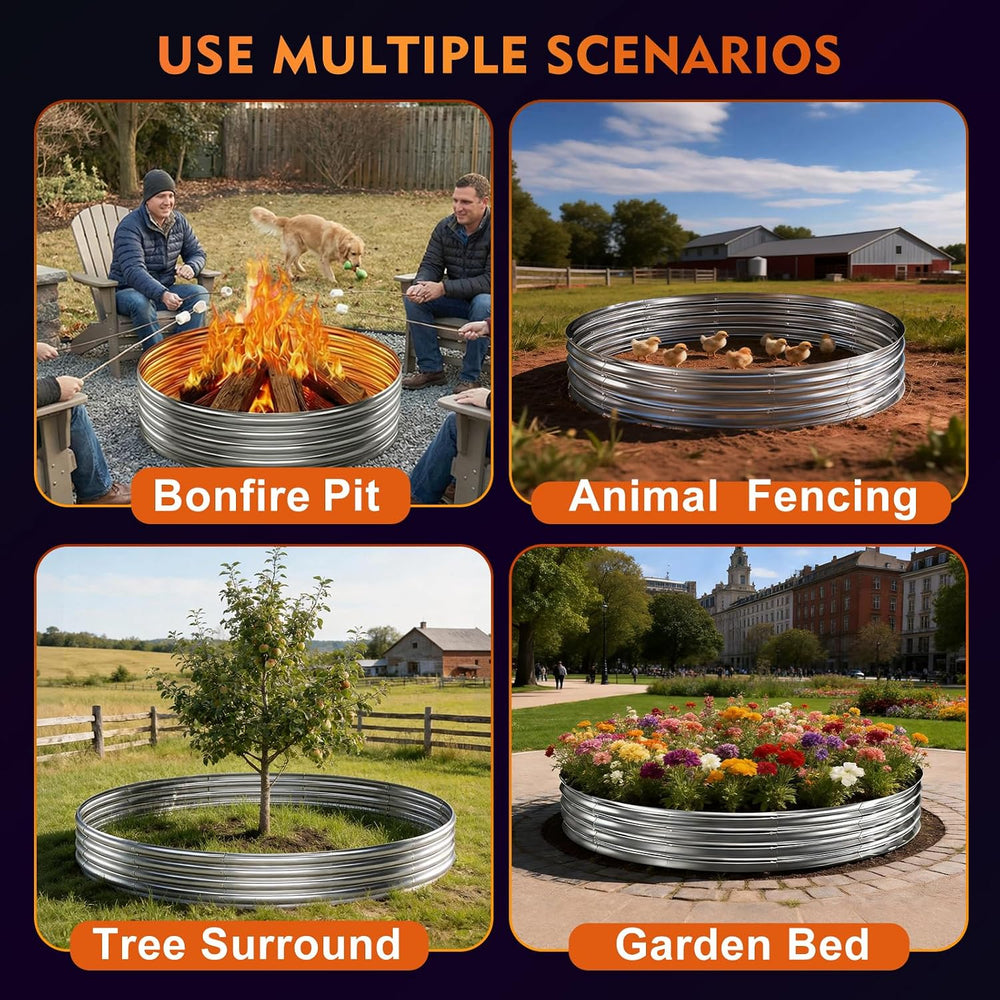 Fire Pit Ring for Outside Wood Burning, 36in Outdoor Fire Pit, Heavy Duty Ste...