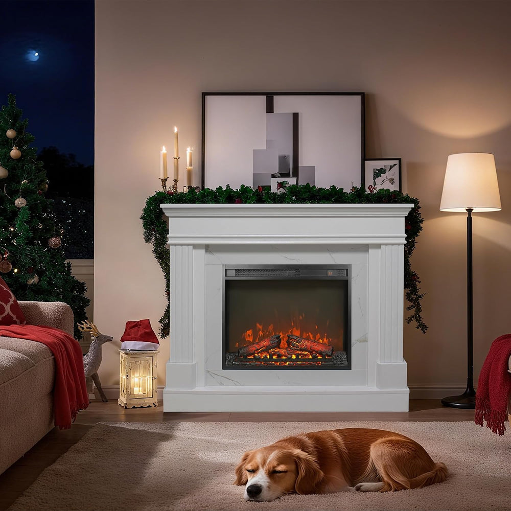 44 inch Electric Fireplace with Mantel, Portable Freestanding Wood Stove with...