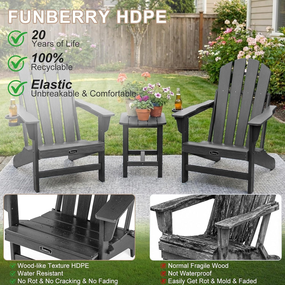 FUNBERRY Oversized Folding Adirondack Chair, Stable Fire Pit Chairs 400LBS