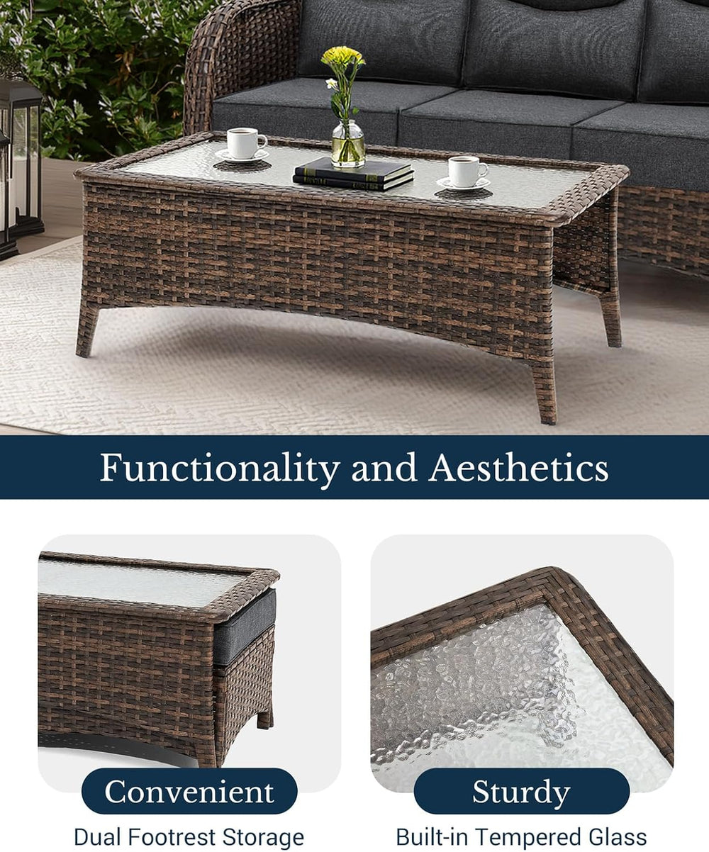 HILLGA Luxury Outdoor Patio Furniture Set with 6-Inch Thick Cushions