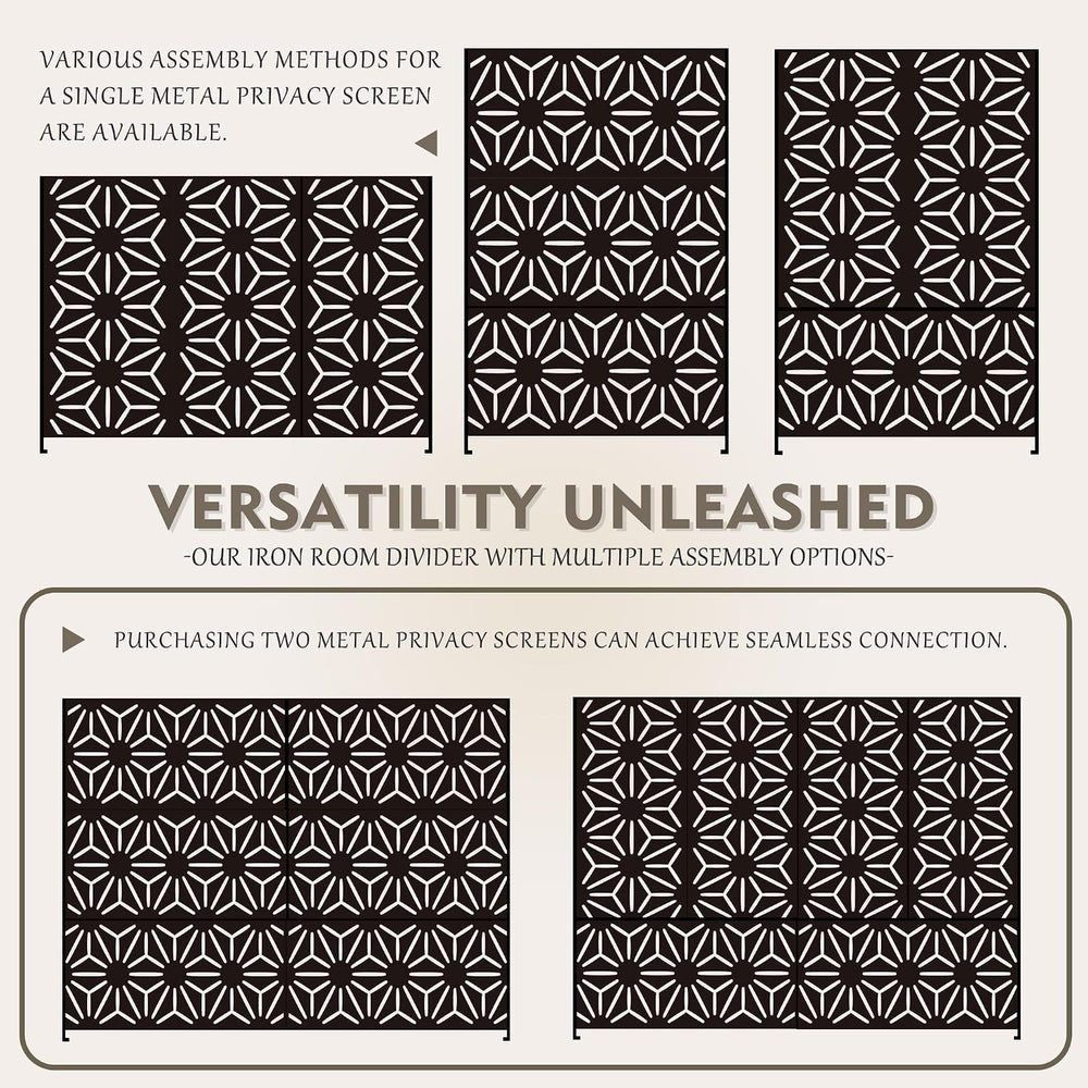 Kozyard Metal Privacy Screen 74" H x 47.2" W Decorative Outdoor Div...