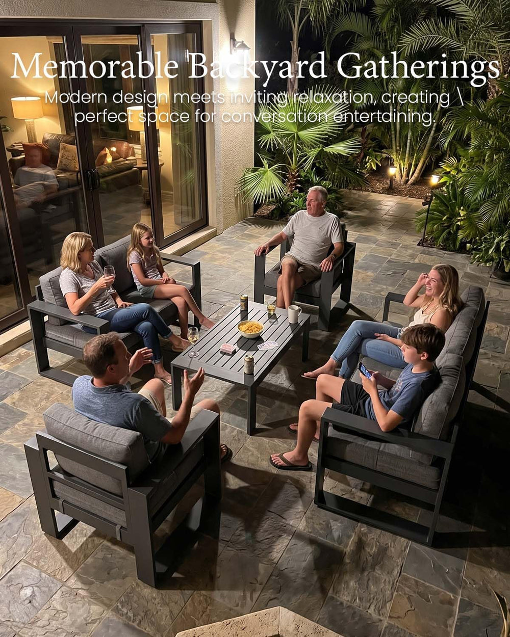LayinSun 5 Pieces Aluminum Outdoor Patio Furniture Set, Metal Modern Conversa...