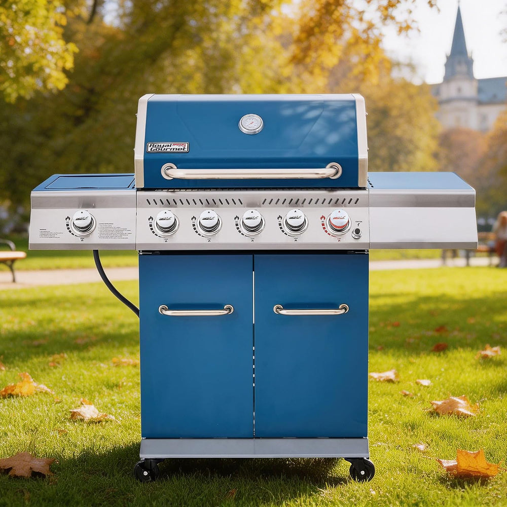 Royal Gourmet GA5403B 5 Burner Propane Gas Grill with Side Burner, Blue
