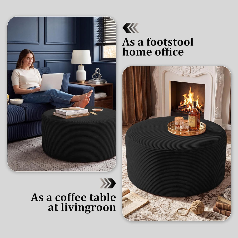 BSHOMGI Round Coffee Table Ottoman for Corduroy Cloud Sectional Couches in a ...