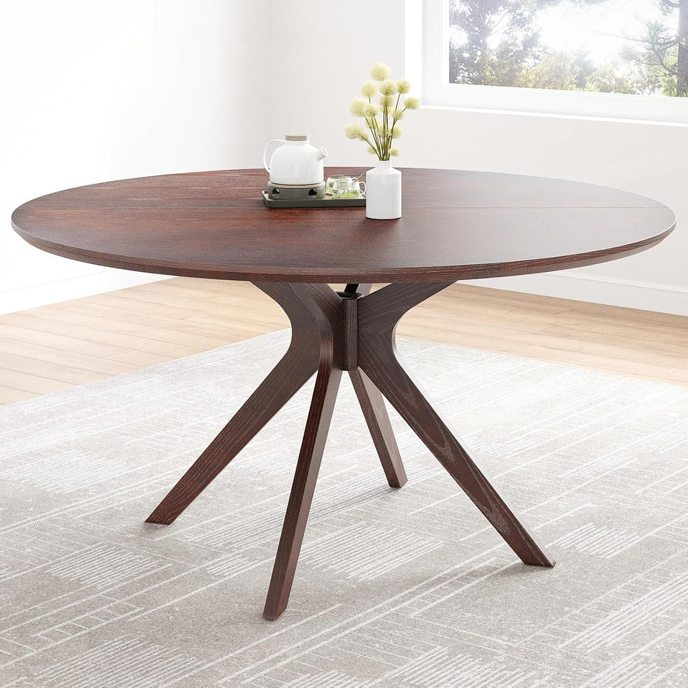 Soohow 47.2" Solid Wood Round Dining Table for 4-6 People with Intersect...