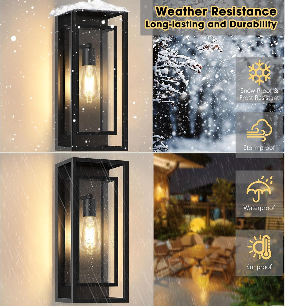 16.5'' Large Outdoor Porch Wall Lanterns, 2 Pack Matte Black Exterior...