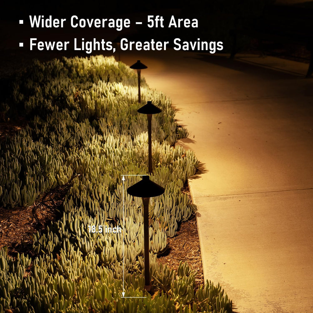 LEONLITE 6-Pack 5CCT Low Voltage LED Pathway Lights, Hat Shape Head