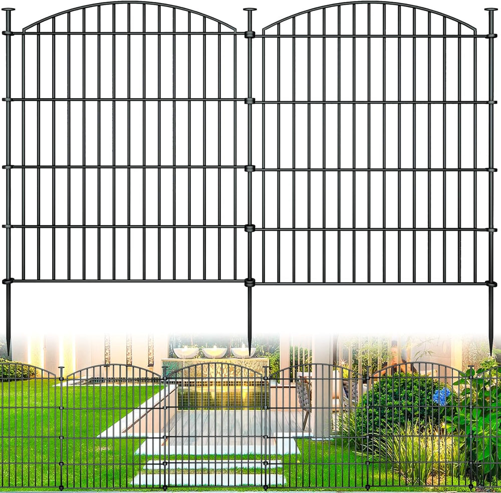 10‑Panel No‑Dig Metal Garden Fence 32"H x 23.6'L Dog Fence Outdoor f...