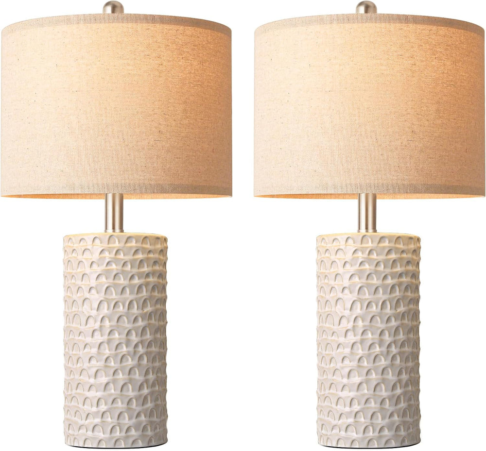 PARTPHONER 23" Modern Ceramic Table Lamp Set of 2, Table Lamps for Livin...