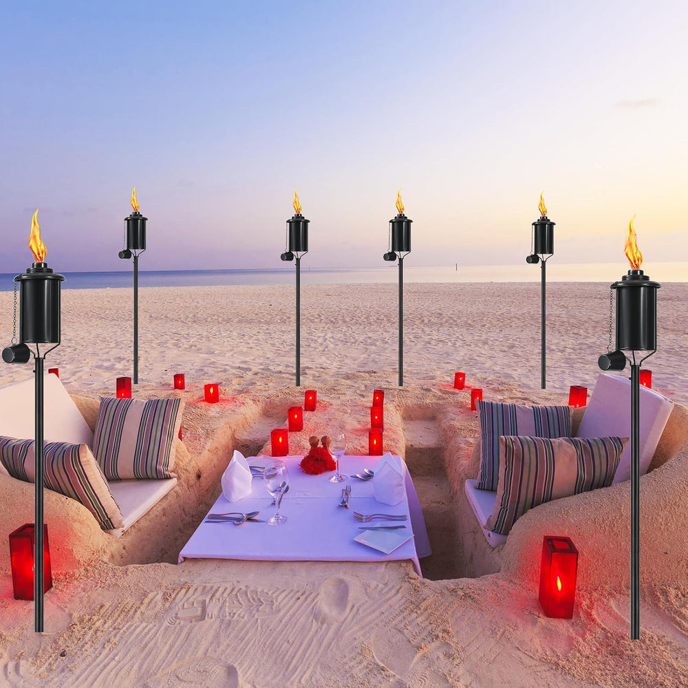 6 Pack Metal Citronella Torches, Torches Garden for Outside 60 inch Flickerin...