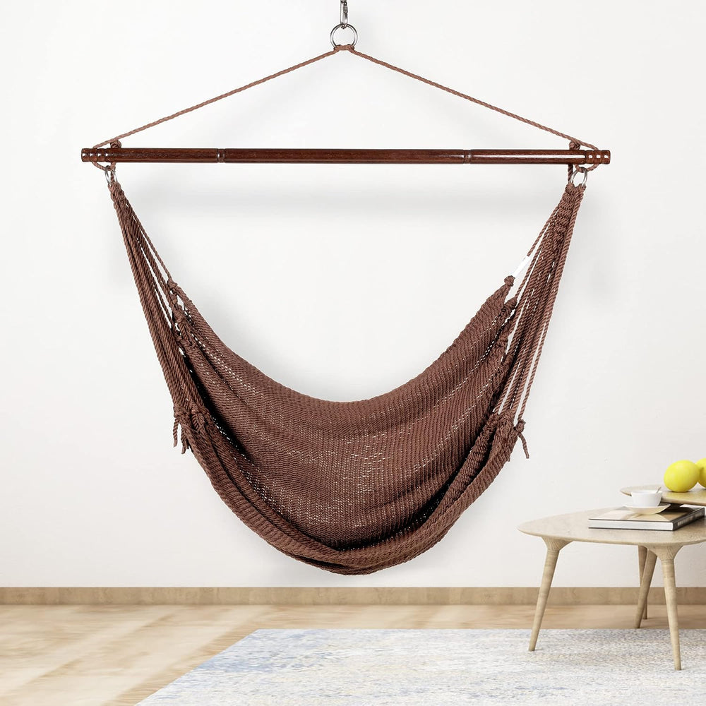 Jumbo Caribbean Hammock Chair with Footrest - 55 inch - Soft-Spun Polyester -...