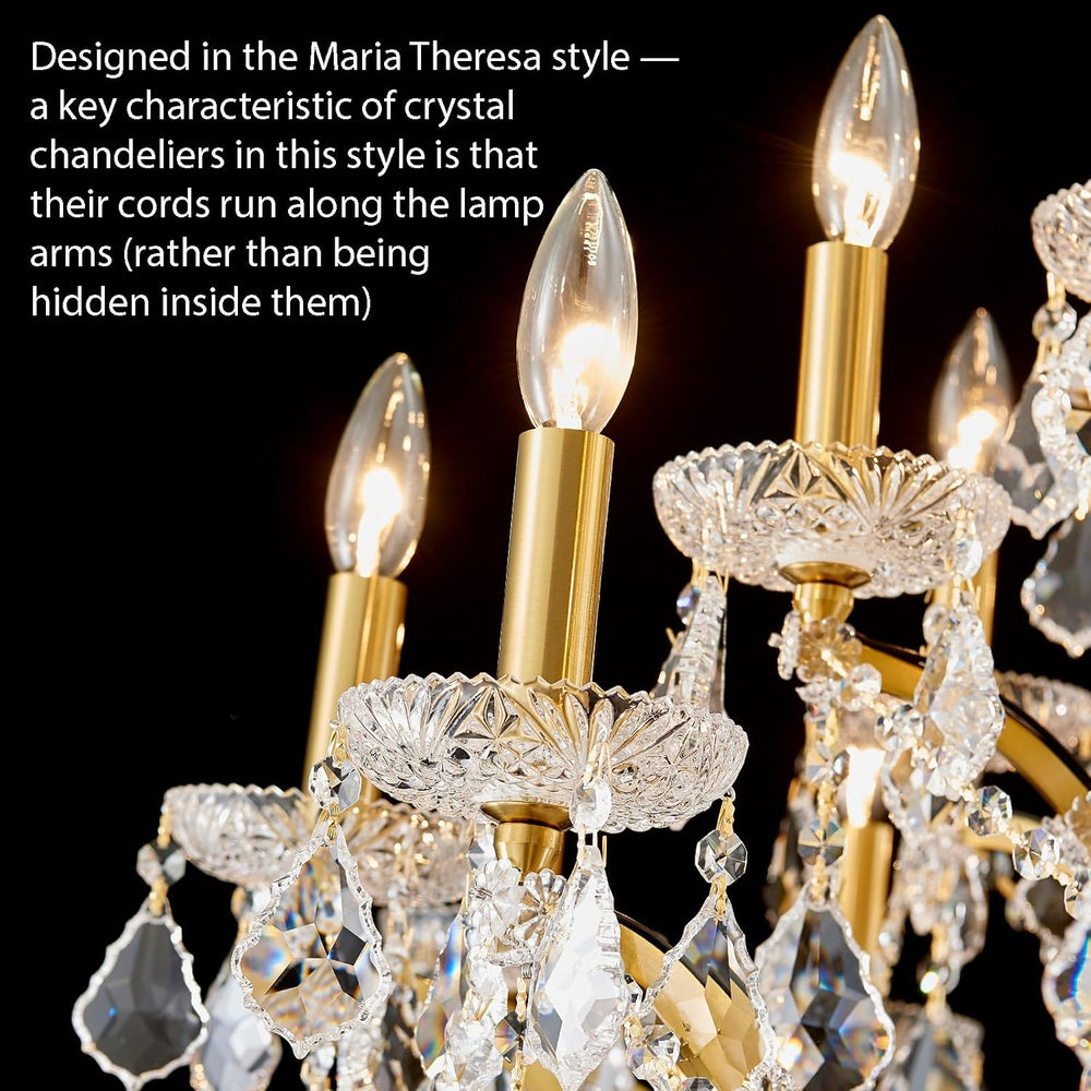 24 Lights Large Crystal Chandeliers for High Ceilings Brass Maria Theresa Cha...