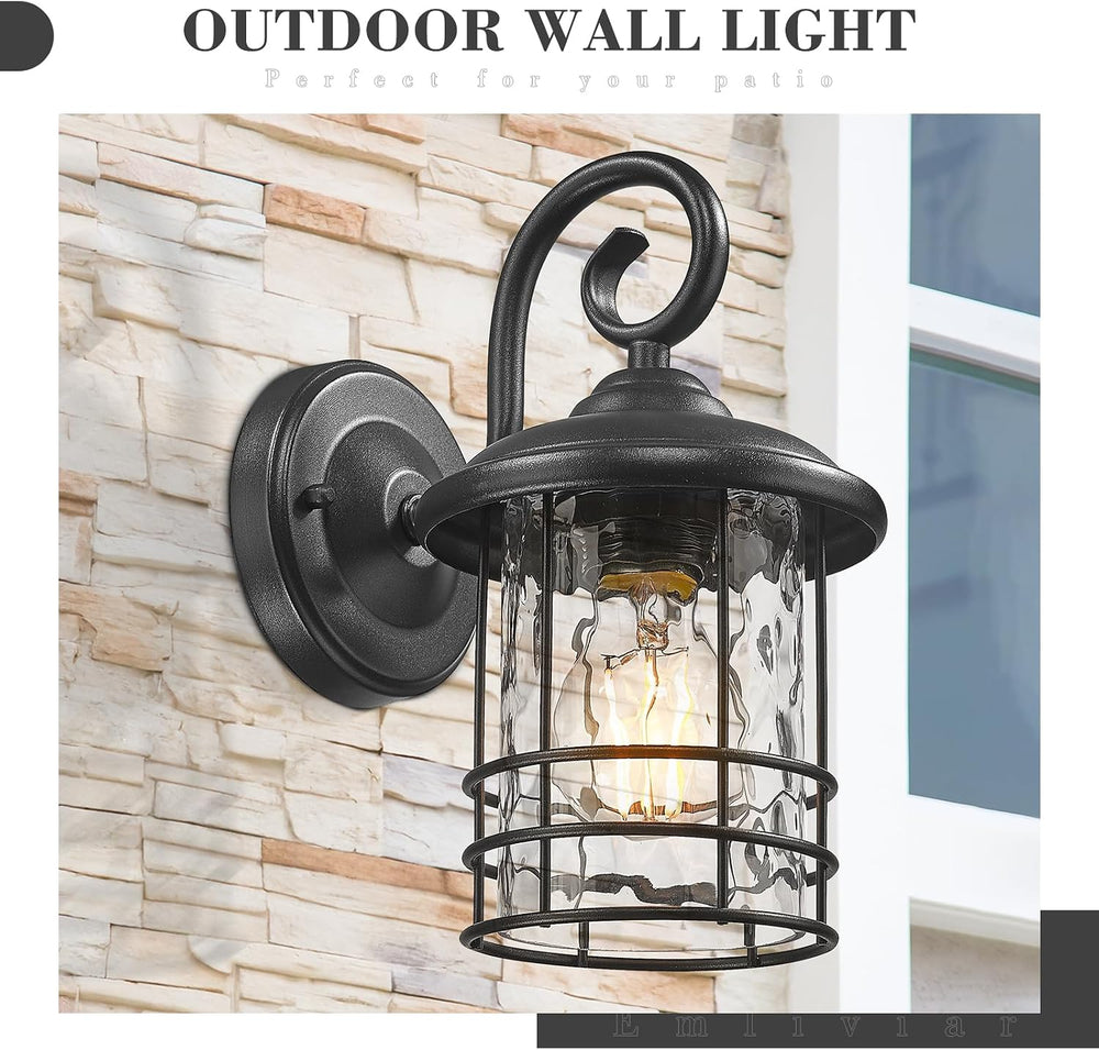 Emliviar 2 Pack Outdoor Wall Lighting Fixtures, 10" Exterior Carriage Li...
