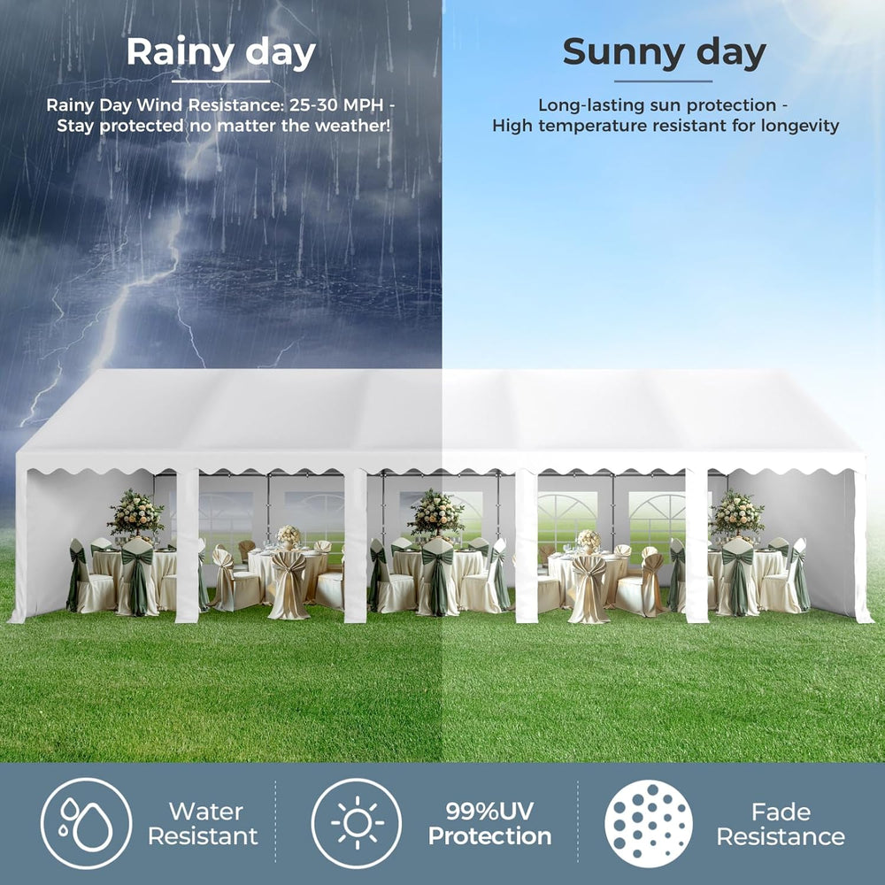 GREEN PARTY 16x32 ft Party Tent Heavy Duty, Outdoor Wedding Commercial Tent