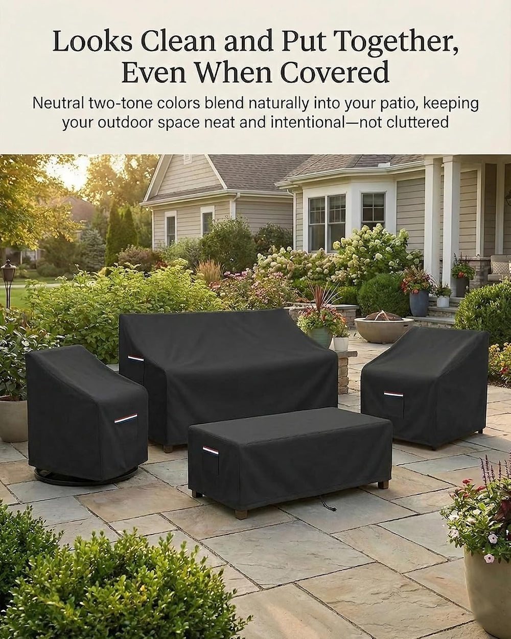 4-Piece Patio Furniture Cover Set, Waterproof Outdoor Furniture Covers for 3-...