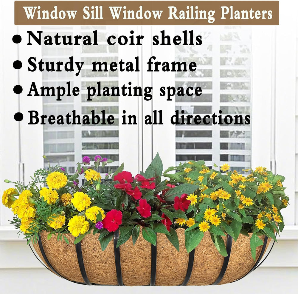 2pack 24-inch Window Sill Window Railing Planters with Cocoa Liner for Outdoo...
