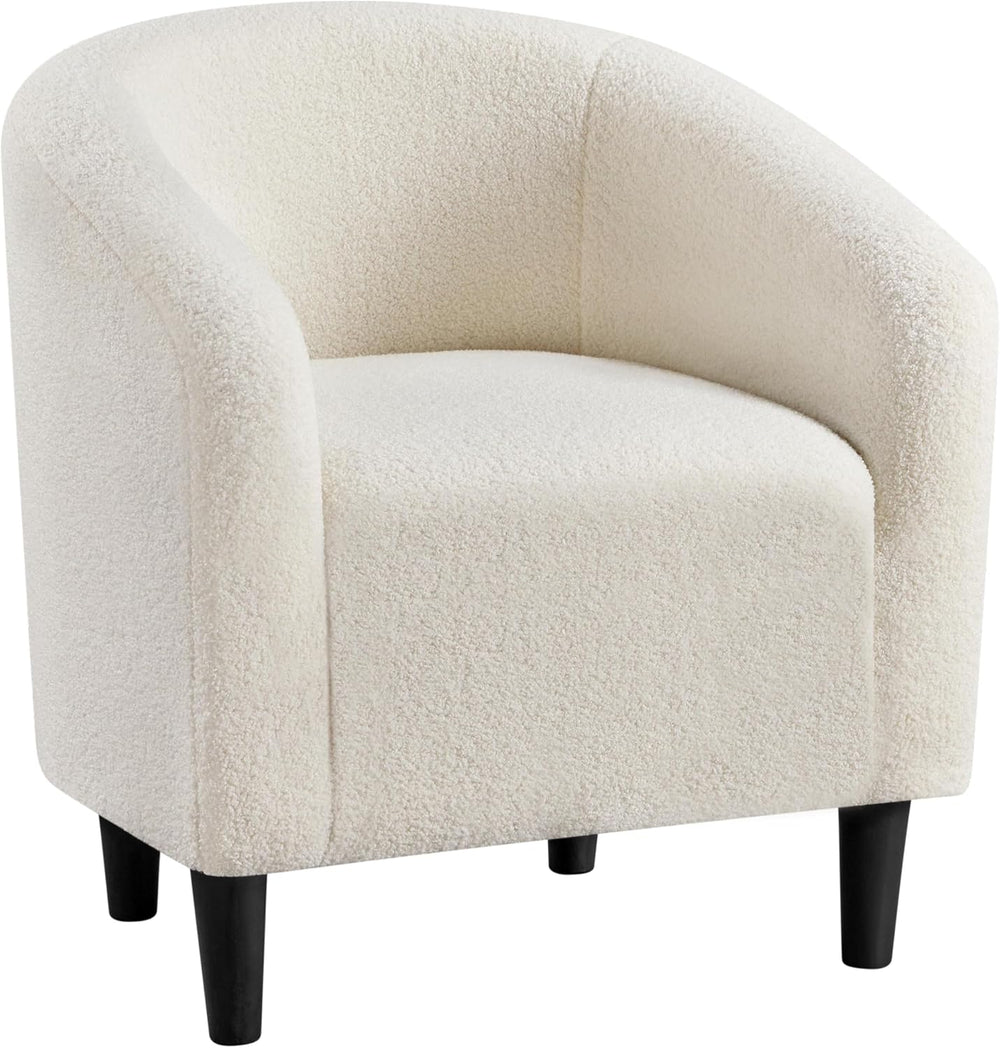 Yaheetech Small 25.5in Wide Sherpa Barrel Accent Chair for Bedroom, Ivory