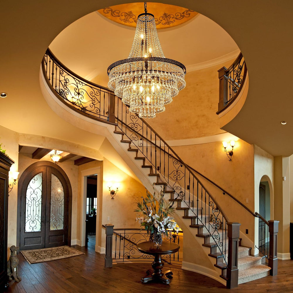 Wellmet French Empire Crystal Chandeliers, Antique Bronze Chandeliers 10 Ligh...