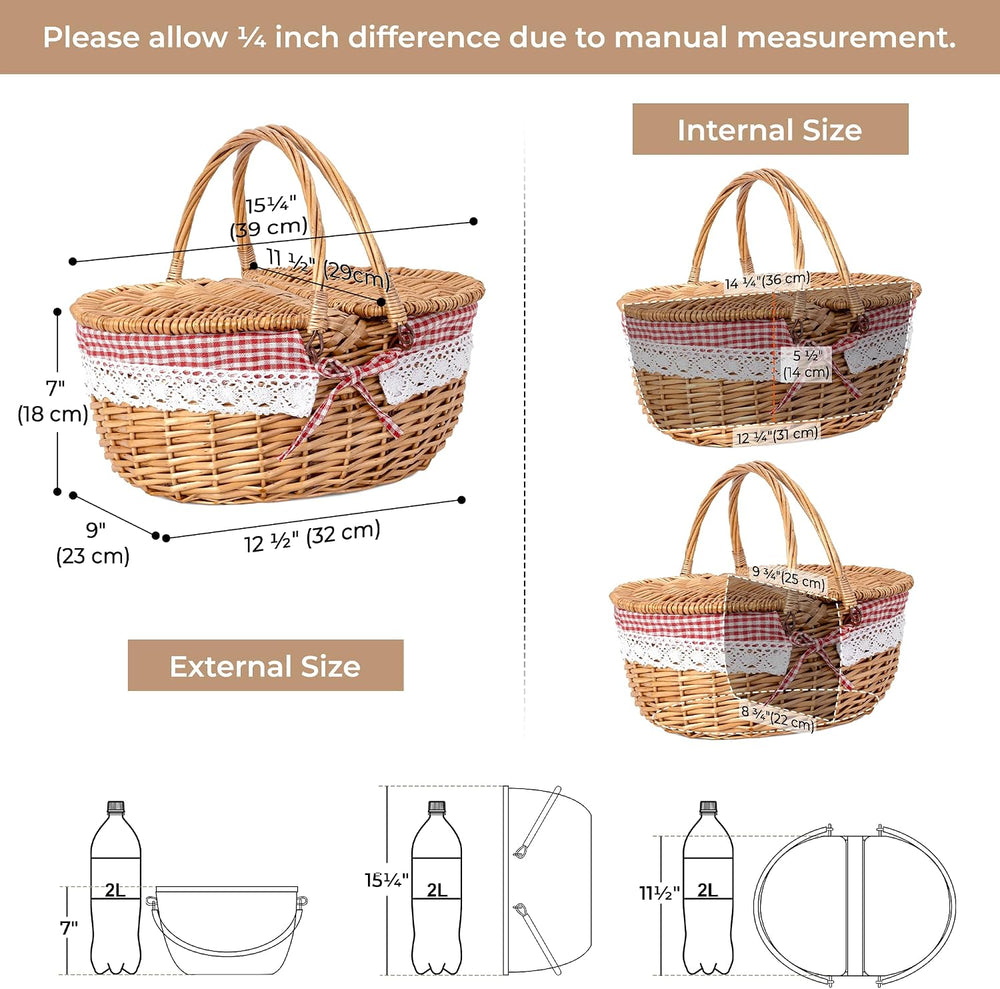 GRANNY SAYS Wicker Picnic Baskets with Lid and Handle, Cute Picnic Basket