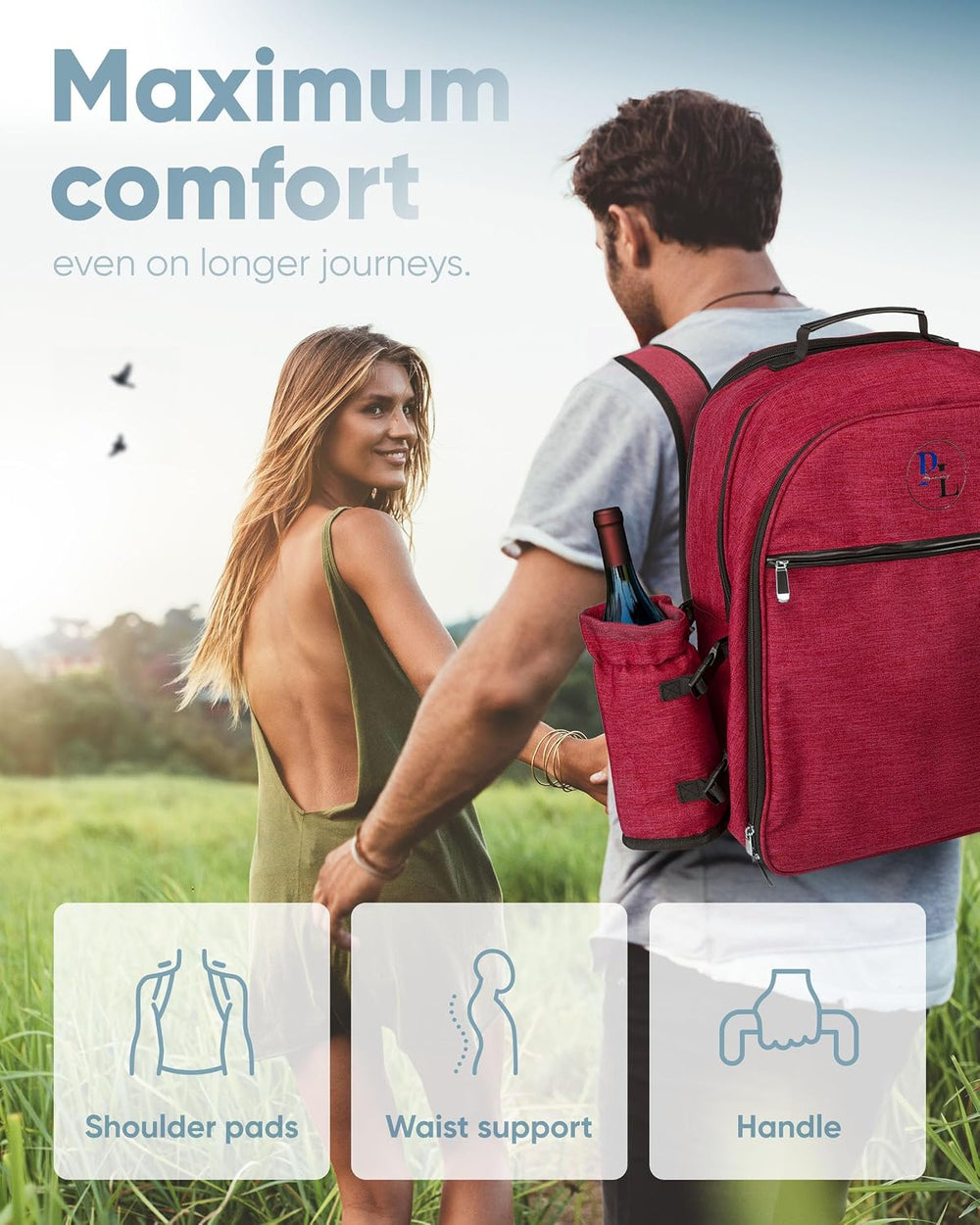 Picnic Backpack for 2 - All-in-One for Couples [with Picnic Blanket & Por...