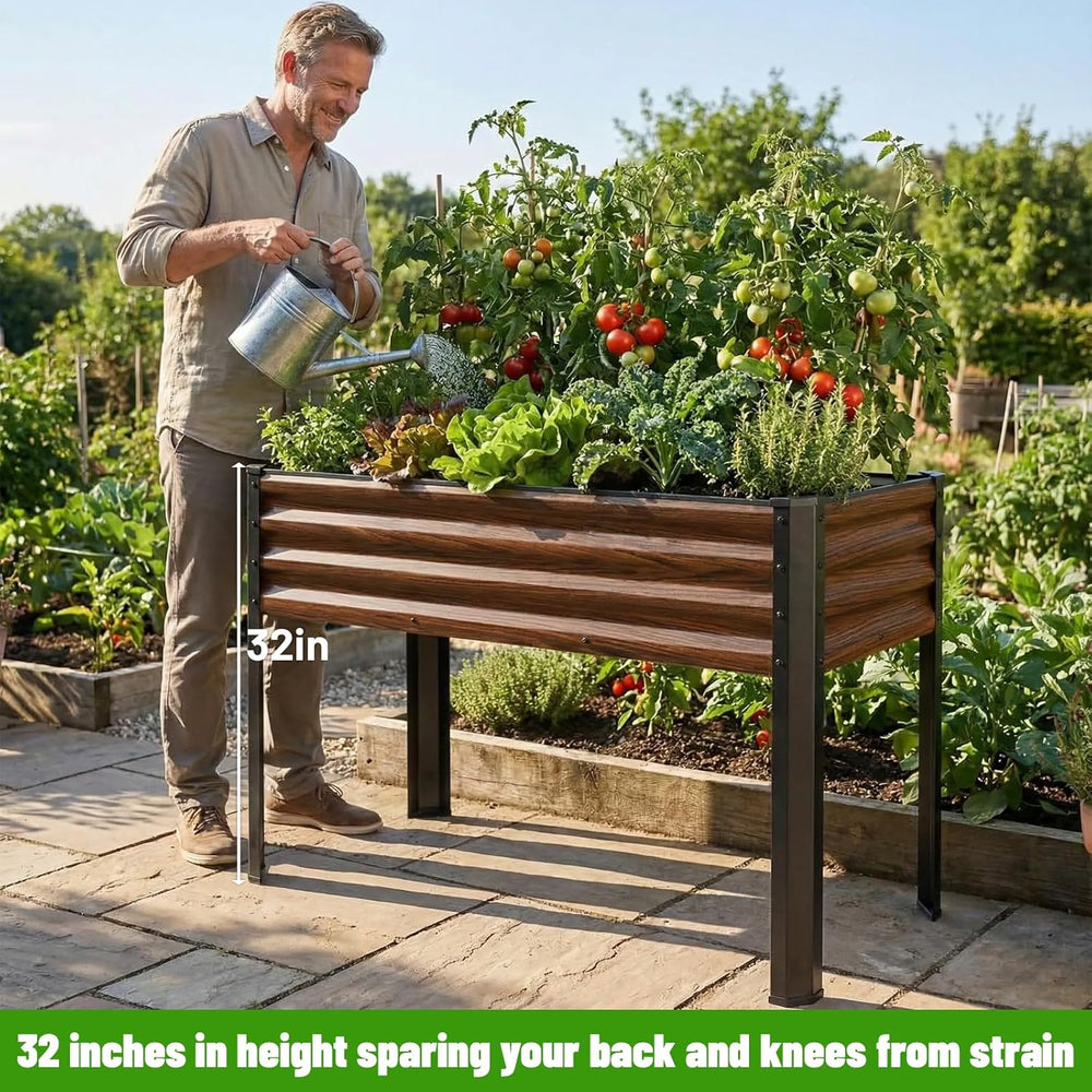 SnugNiture Raised Garden Bed with Legs, 48×18×32in, 2 Pack, Brown