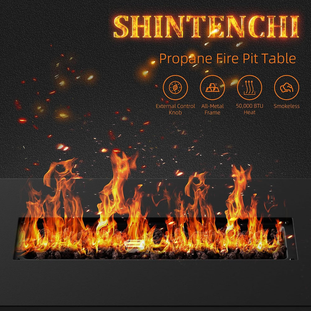 43 Inch Propane Fire Pit Table,50,000 BTU Rectangular Gas FirePits,CSA-Certif...