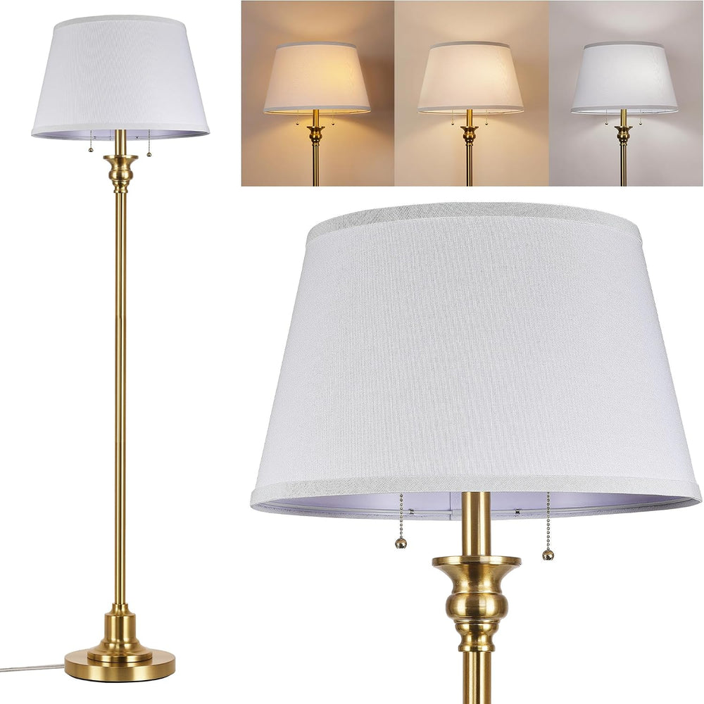 2-Light Floor Lamp for living room, 66.5'' Rustic Farmhouse Pole Lamp...