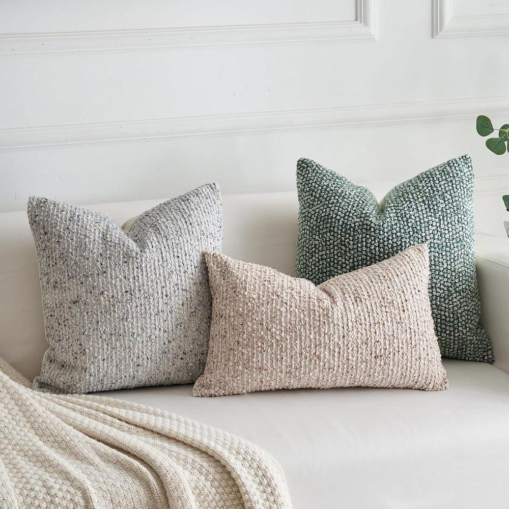 LIGICKY Pack of 2 Textured Boucle Throw Pillow Covers Decorative Modern Accen...