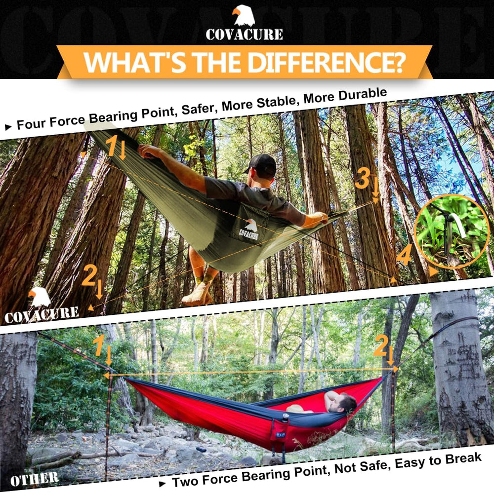Covacure Camping Hammock, 772 lbs Capacity Double Hammock - Army Green