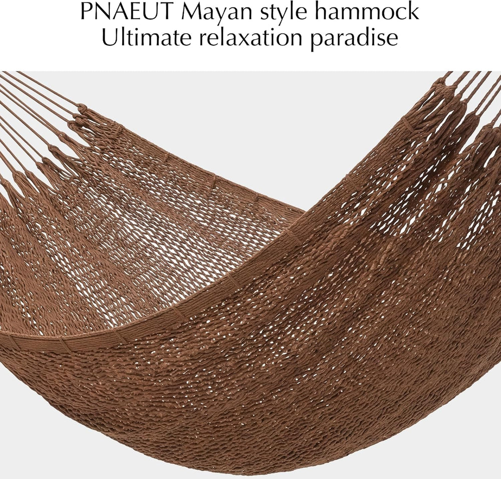 PNAEUT Handwoven Rope Mayan Hammock for Outside, 600 lbs Capacity