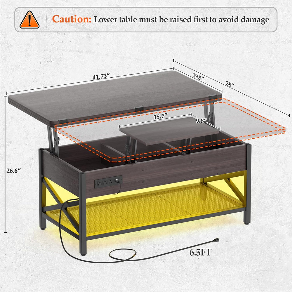 Aheaplus Coffee Table Lift Top Multi-Function Coffee Table Converts to Dining...