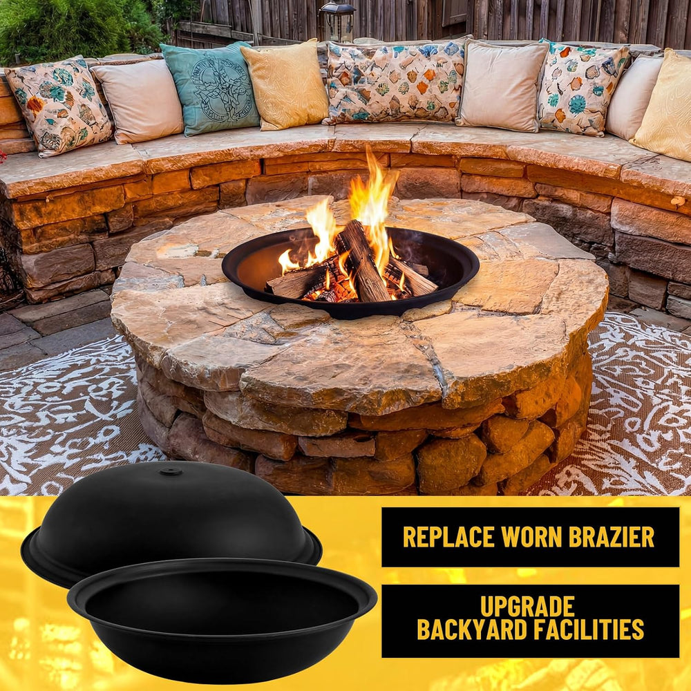 Maxdot 2 Pcs 23Inch Outdoor Fire Pit Bowl Replacement Insert, Carbon Steel