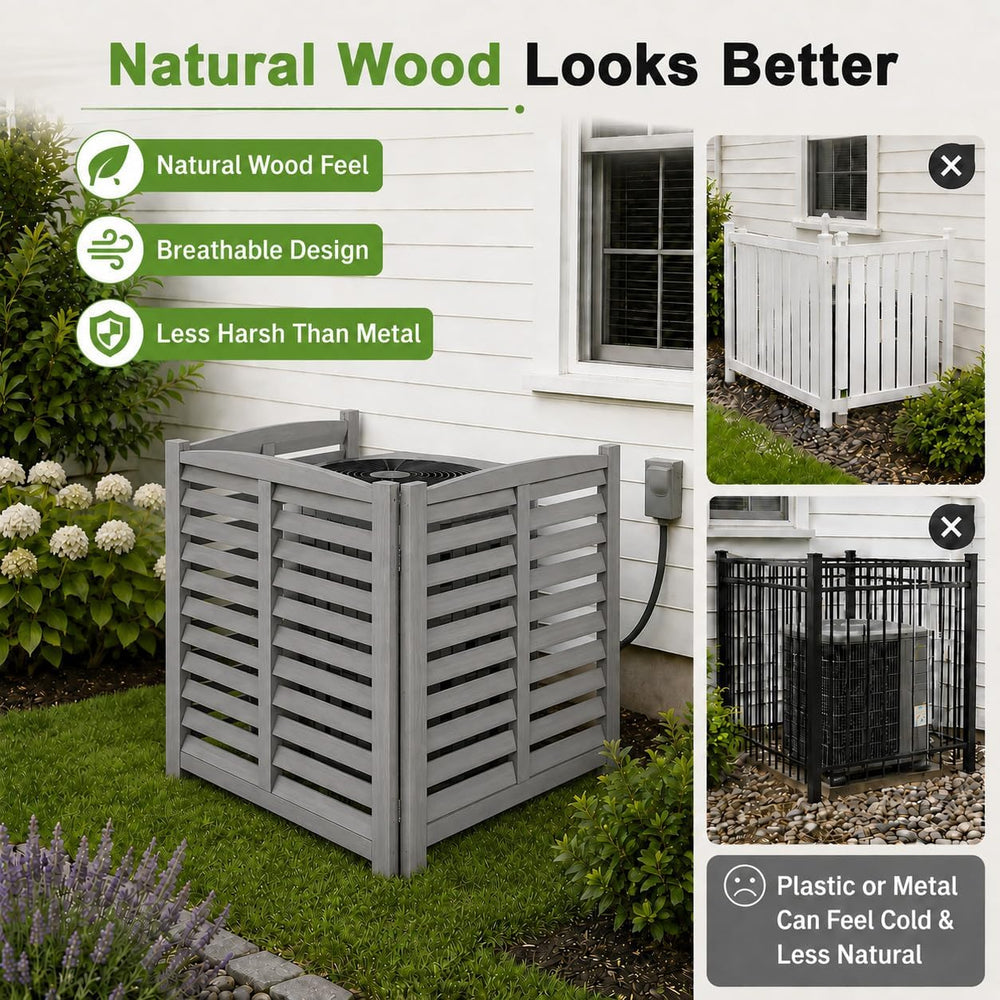 32" W x 38" H Air Conditioner Fence, 3 Panel Trash Can Fence Screen...