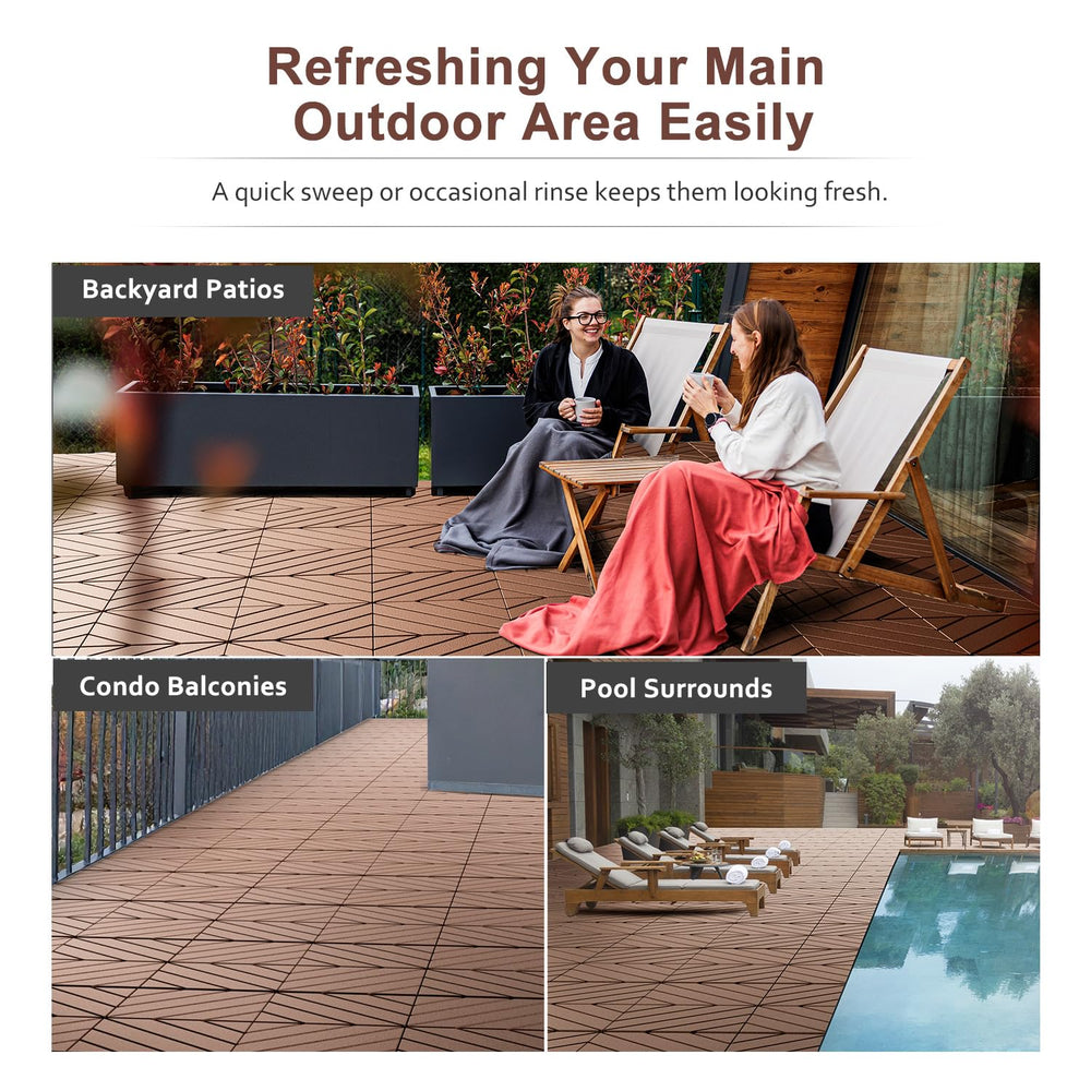 EchoDeck Interlocking Deck Tiles,54 Pack Deck Tiles Interlocking Outdoor All ...
