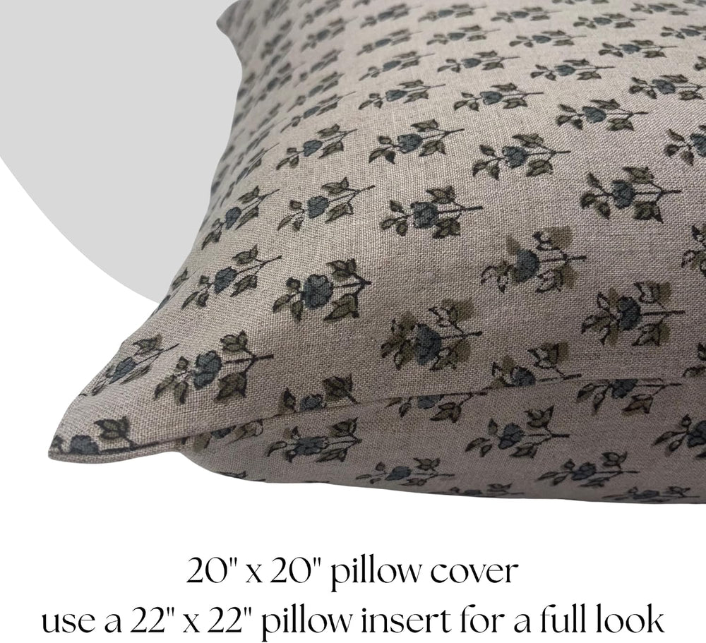 Linen Throw Pillow Covers 20x20 inch Soft sage and Blue Decorative Pillow Cov...