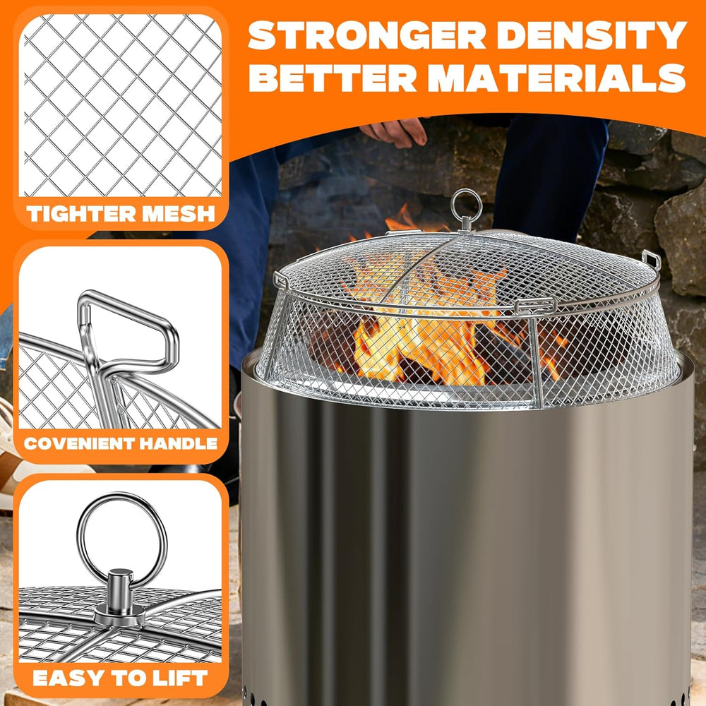 onlyfire Stainless Steel Mesh Cover & Cast Iron Grill Griddle Combo